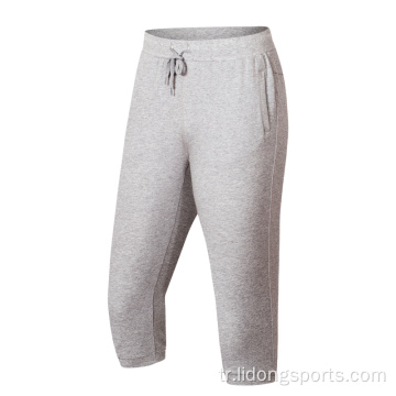 erkekler jogger spor yarı kırpılmış pantolon pantolon